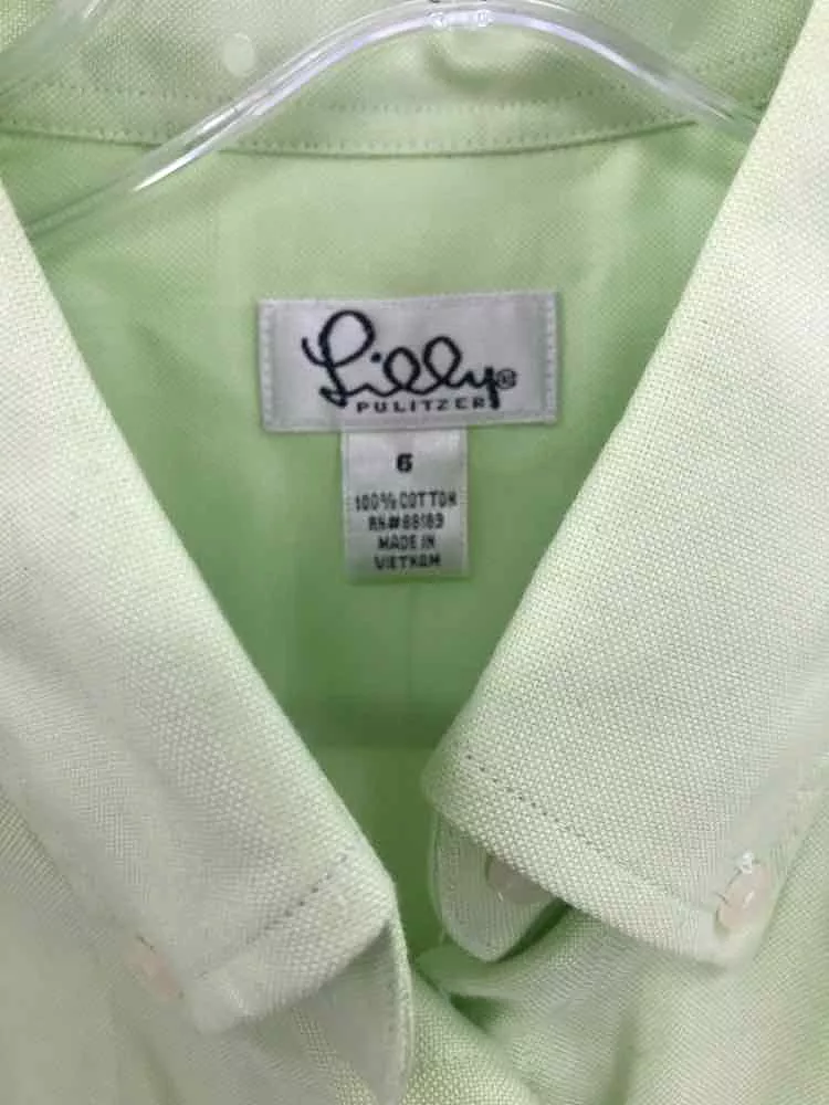 Pre-Owned Lilly Pulitzer Green Button Down Size 6 for Sale.