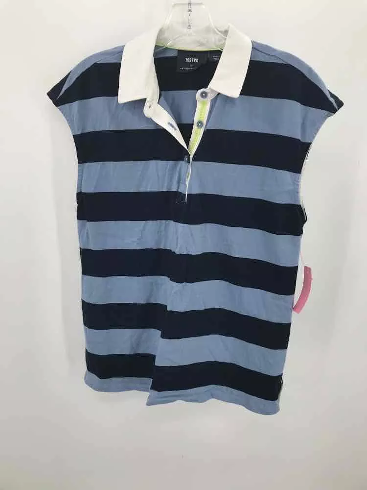 Pre-Owned Maeve Blue Small Stripe Button Down Shirt