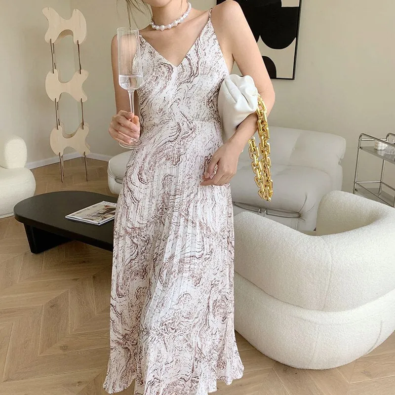 Sexy Summer Chiffon V-Neck Midi Dress