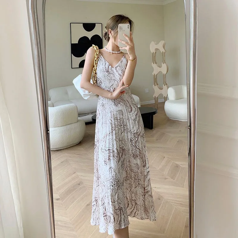 Sexy Summer Chiffon V-Neck Midi Dress