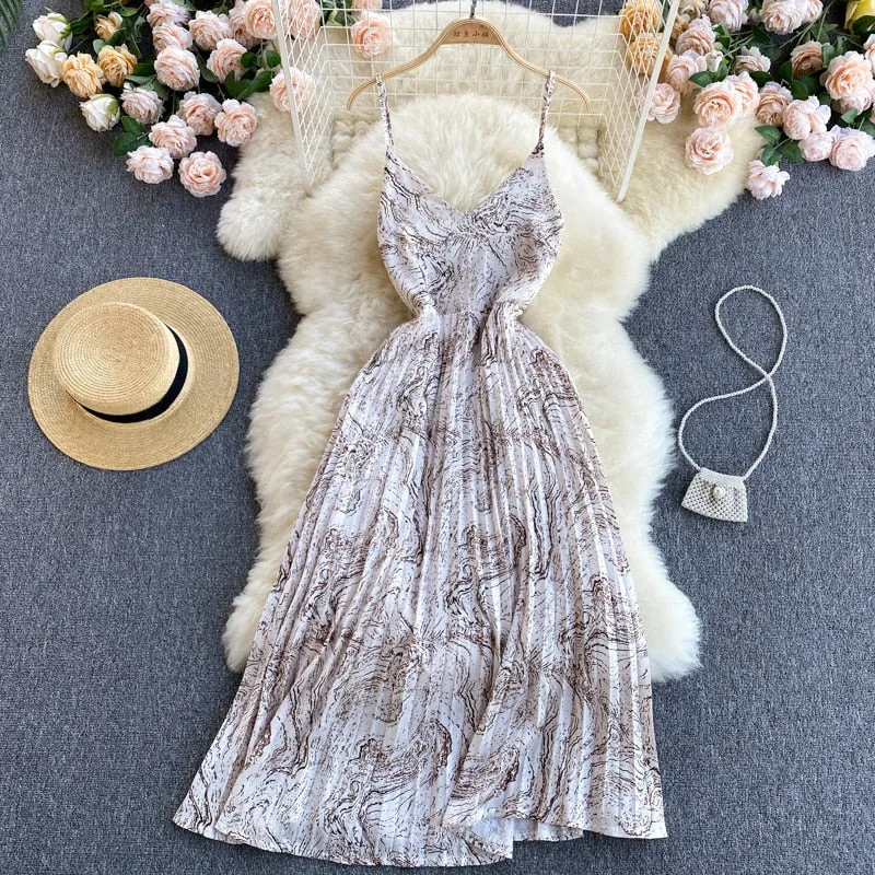 Sexy Summer Chiffon V-Neck Midi Dress