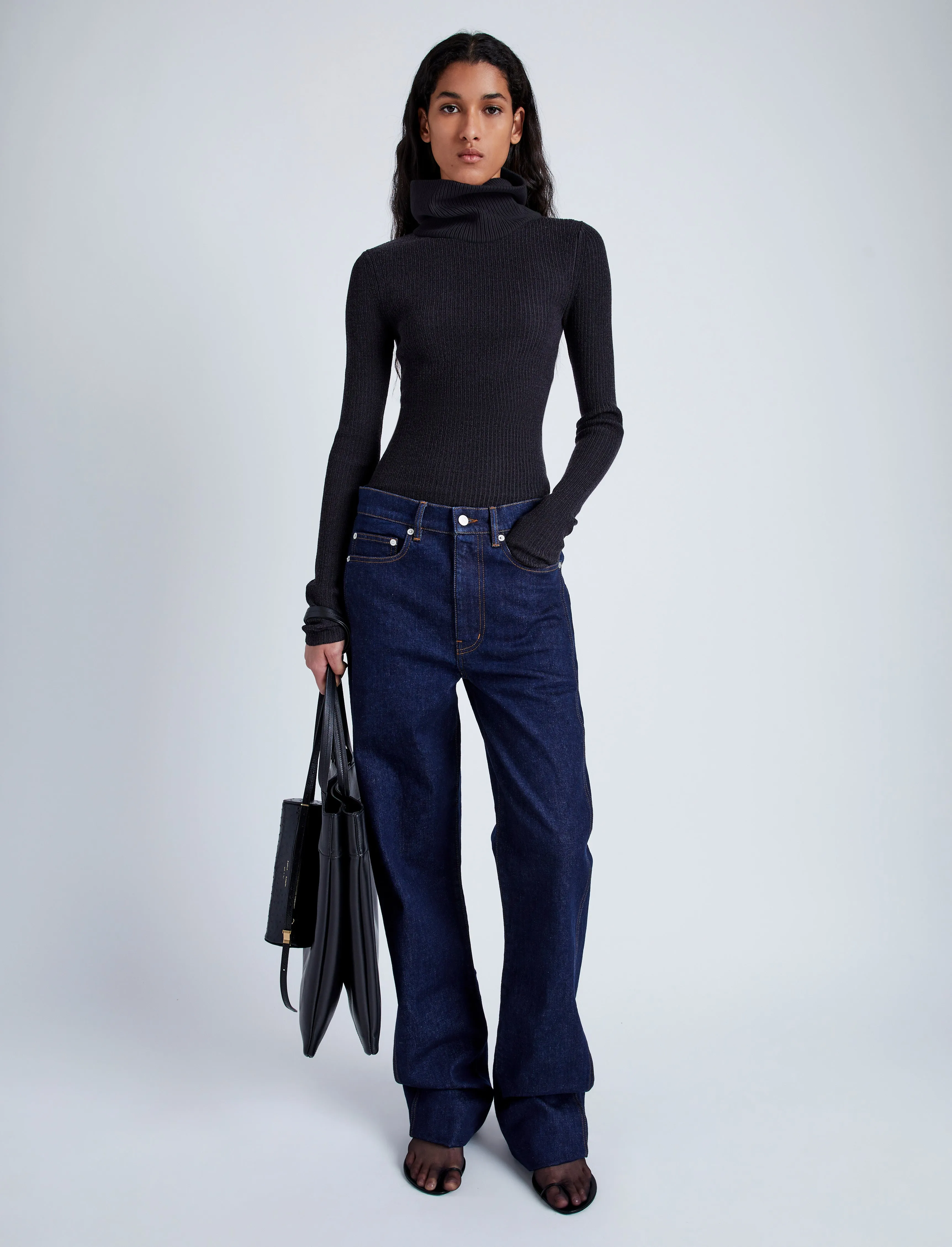 Proenza Schouler Alyssa Sweater - Charcoal, Midweight Viscose Rib - Google SEO Result