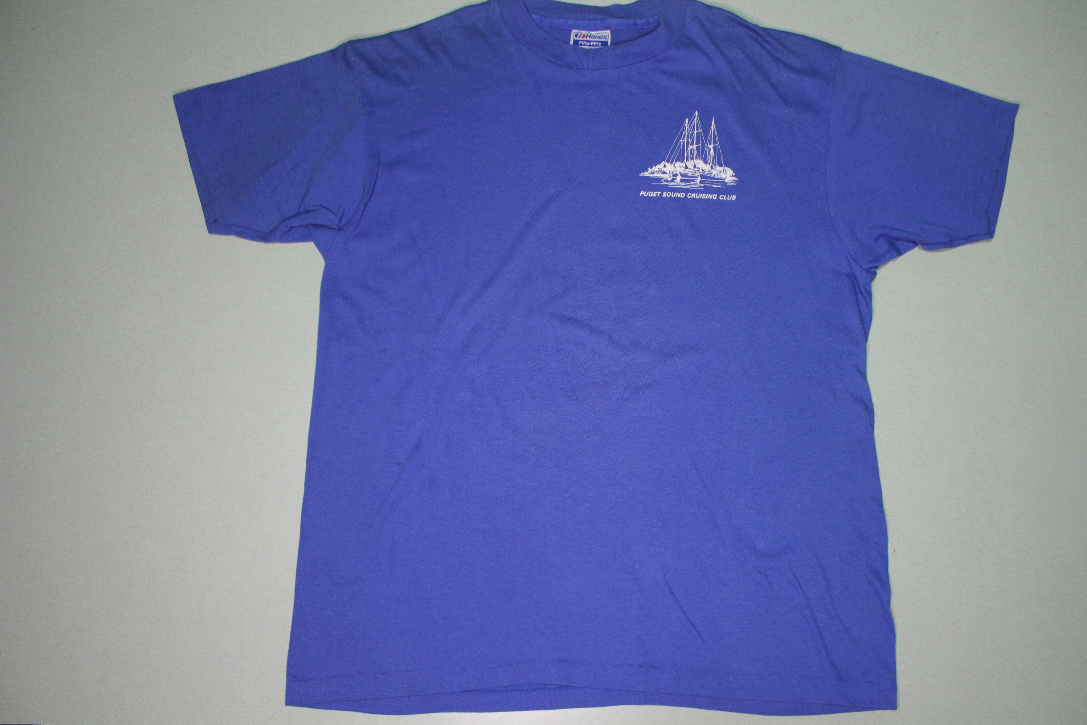 Puget Sound Cruising Club 80's vintage Hanes t-shirt, made in USA, single stitch