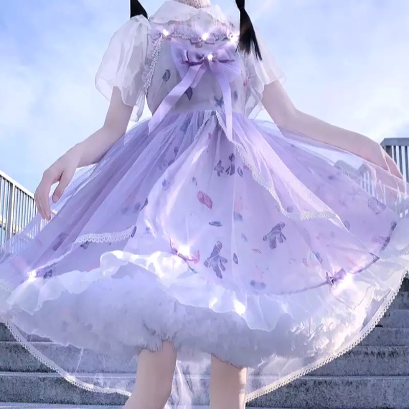 Purple Lolita Dress with Bow and Shawl - AD12524