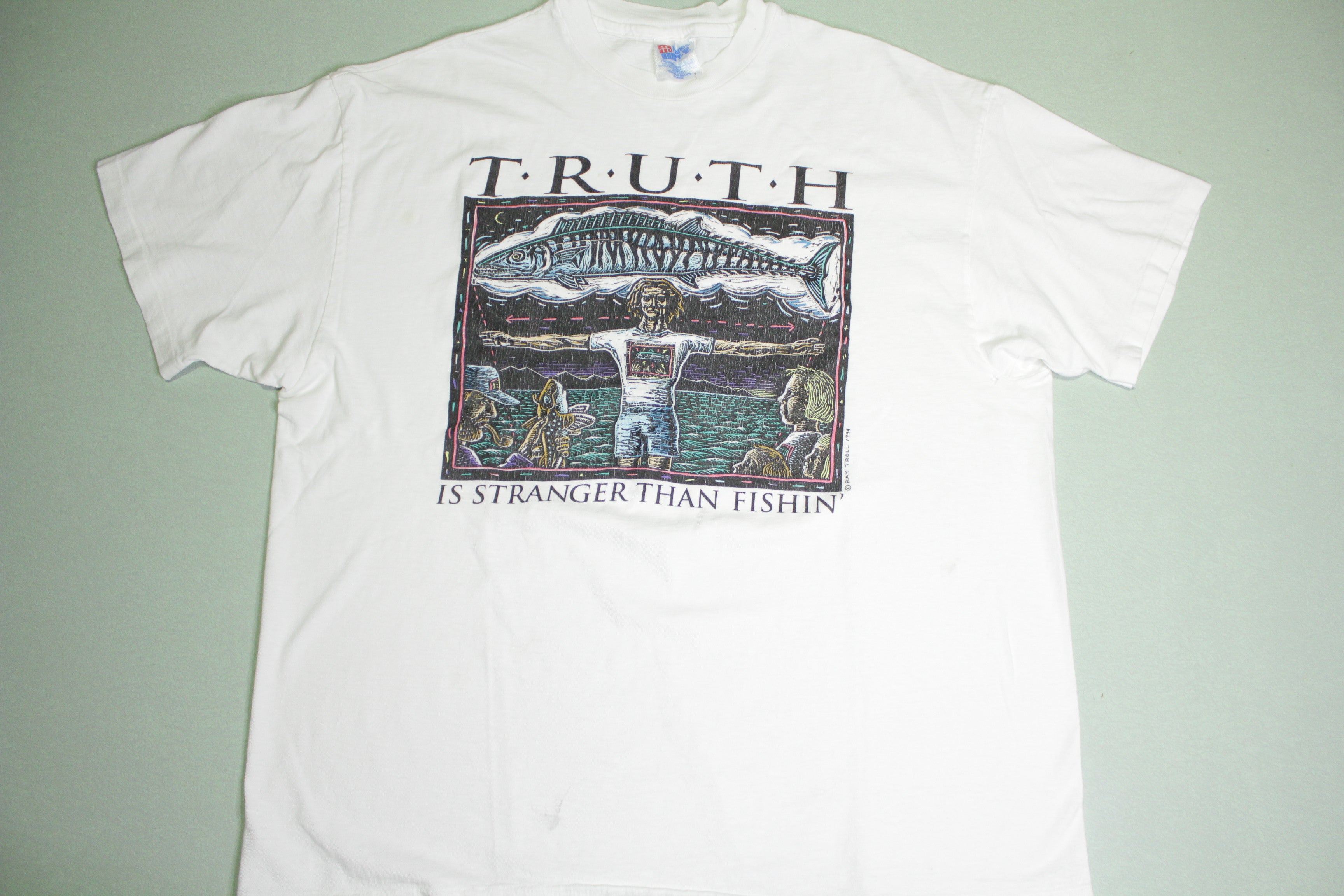 Ray Troll Vintage 90's 1994 Artist T-Shirt - Single Stitch - Truth Is Stranger Than Fishin'