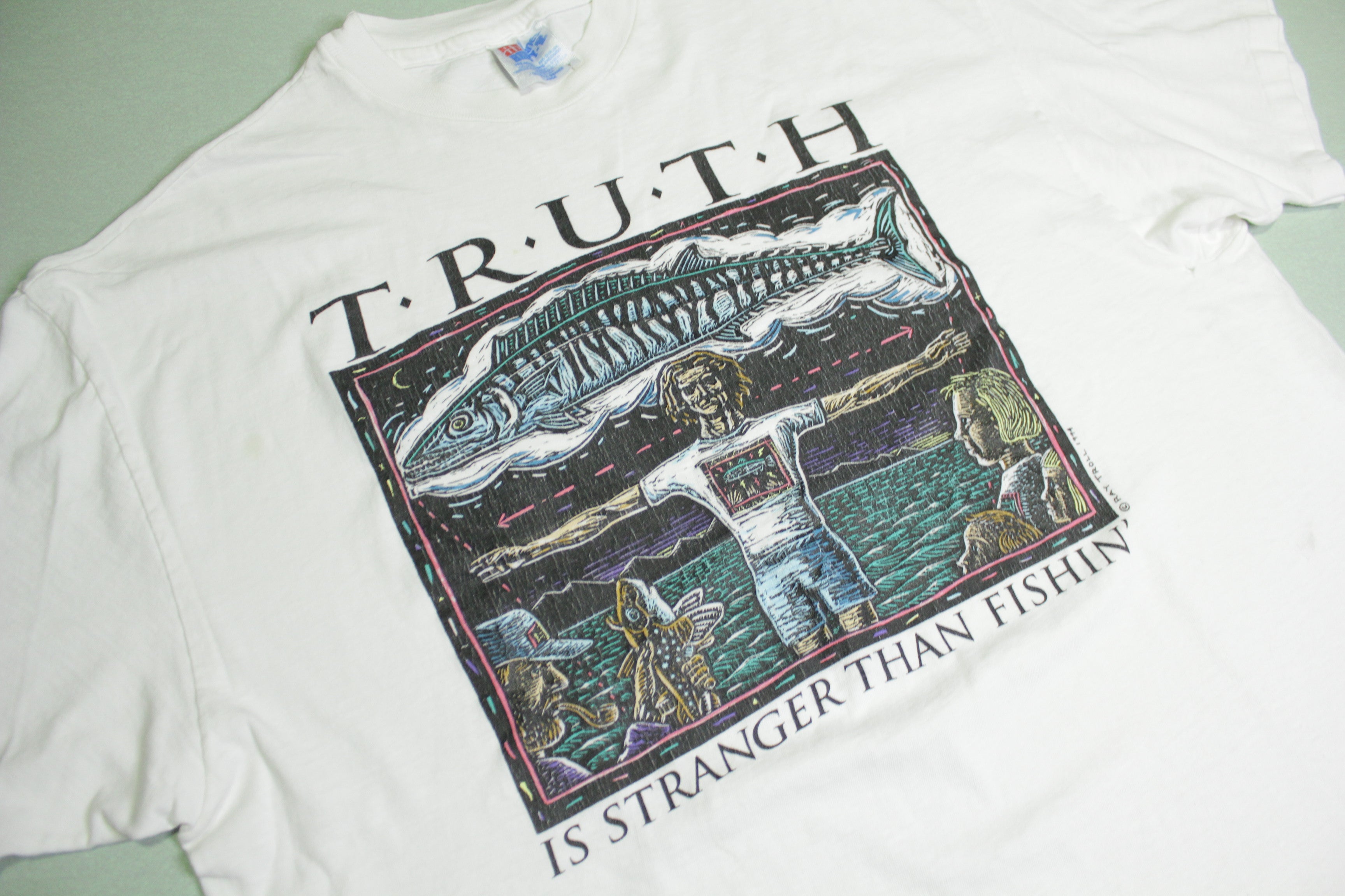 Ray Troll Vintage 90's 1994 Artist T-Shirt - Single Stitch - Truth Is Stranger Than Fishin'