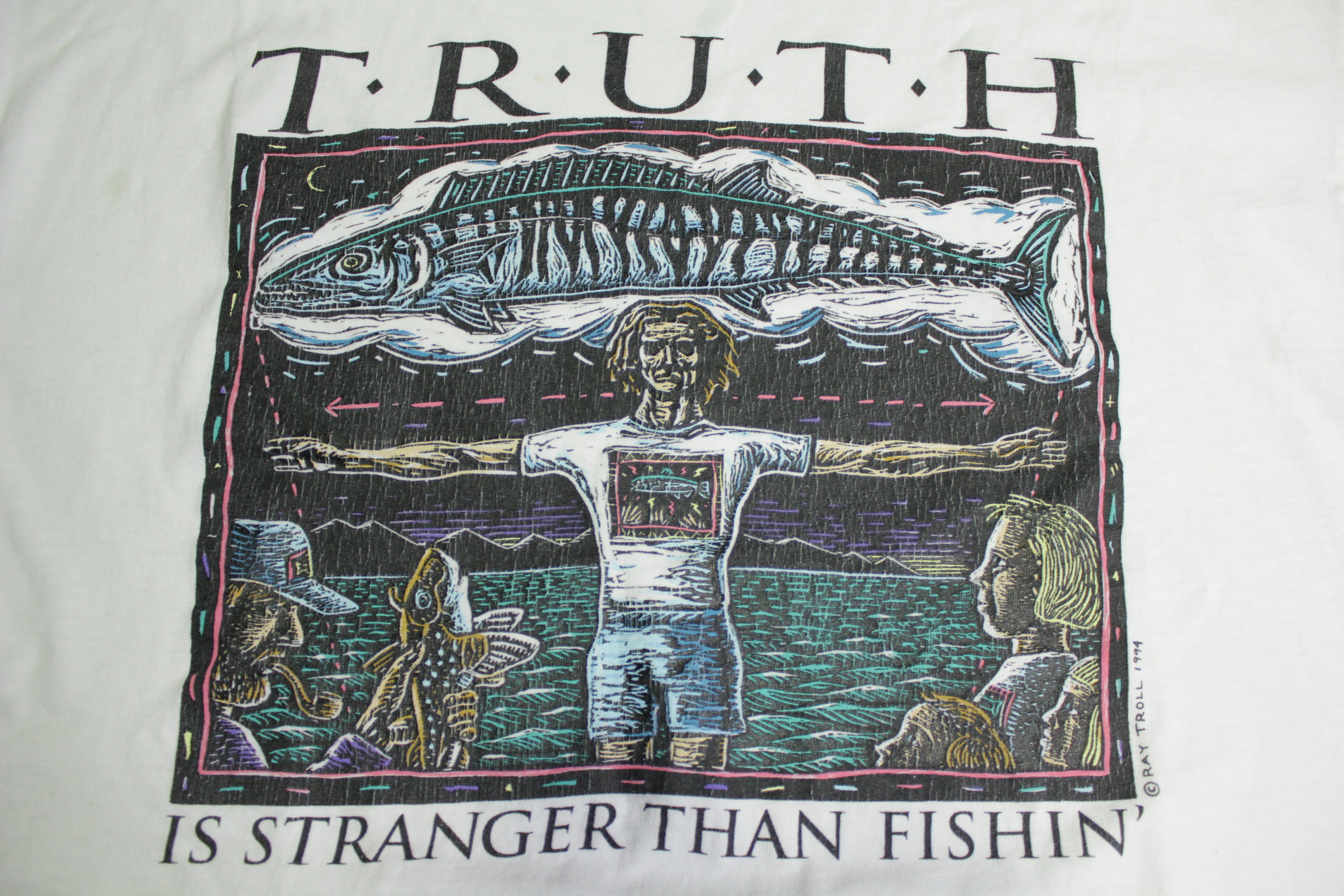 Ray Troll Vintage 90's 1994 Artist T-Shirt - Single Stitch - Truth Is Stranger Than Fishin'