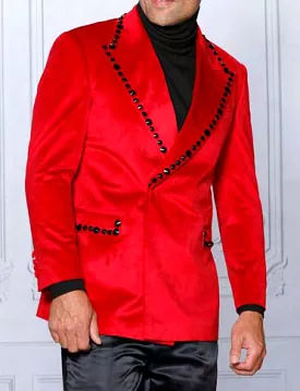 Red Black Velvet Sport Coat - INSOMNIA MZV-531