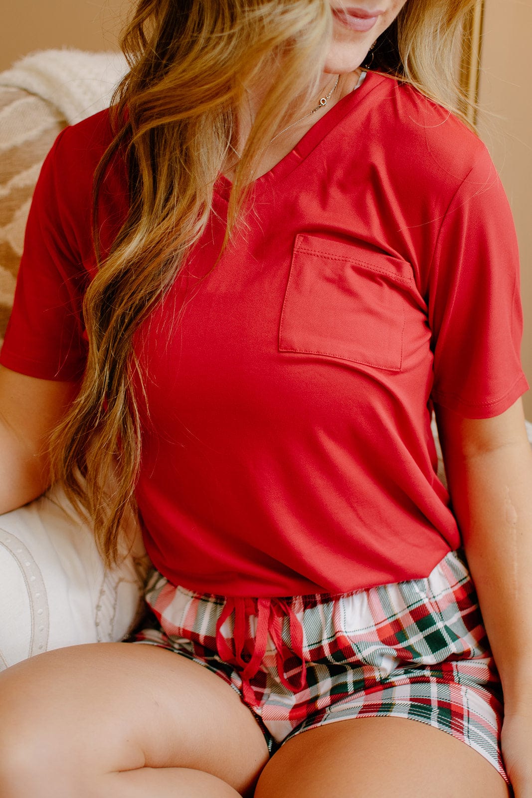 Red V Neck Pocket Tee - Shop Now