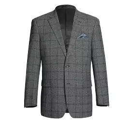 RENOIR Brown Plaid Blazer Sport Coat Wool Blend - Classic Fit