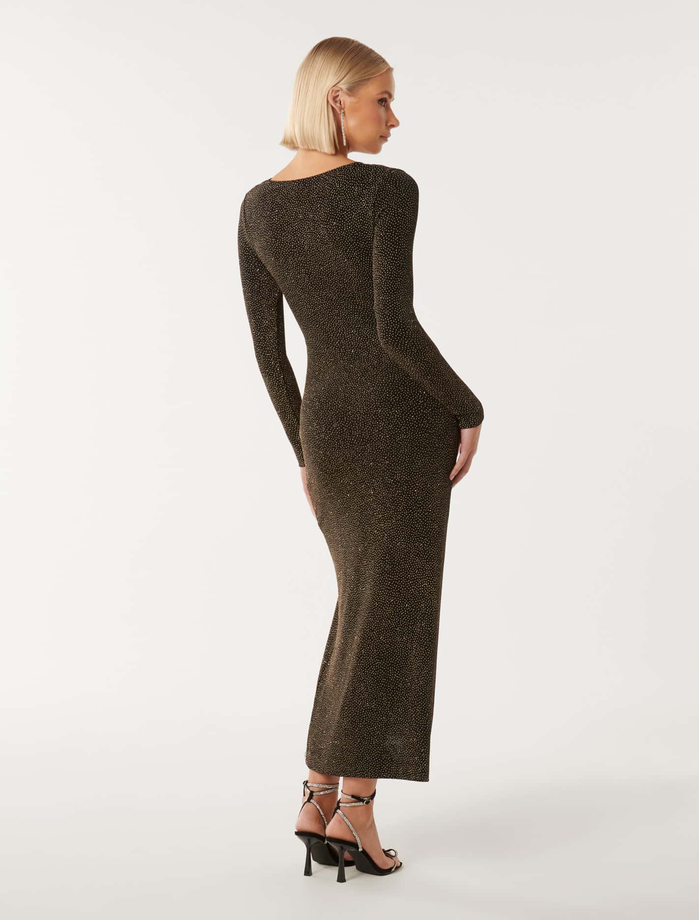 Reva Glitter Cowl Neck Midi Dress