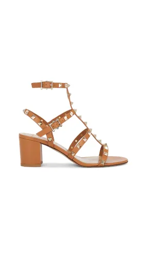 Almond Rockstud Calfskin Ankle Strap Sandal 60MM