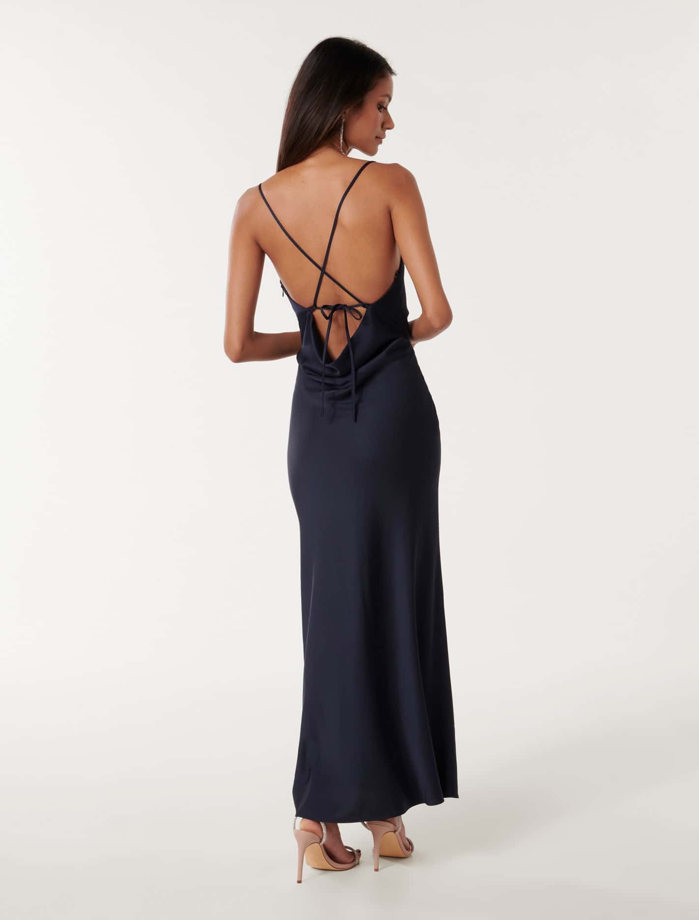 Ruby Tie Back Maxi Dress, Petite Satin