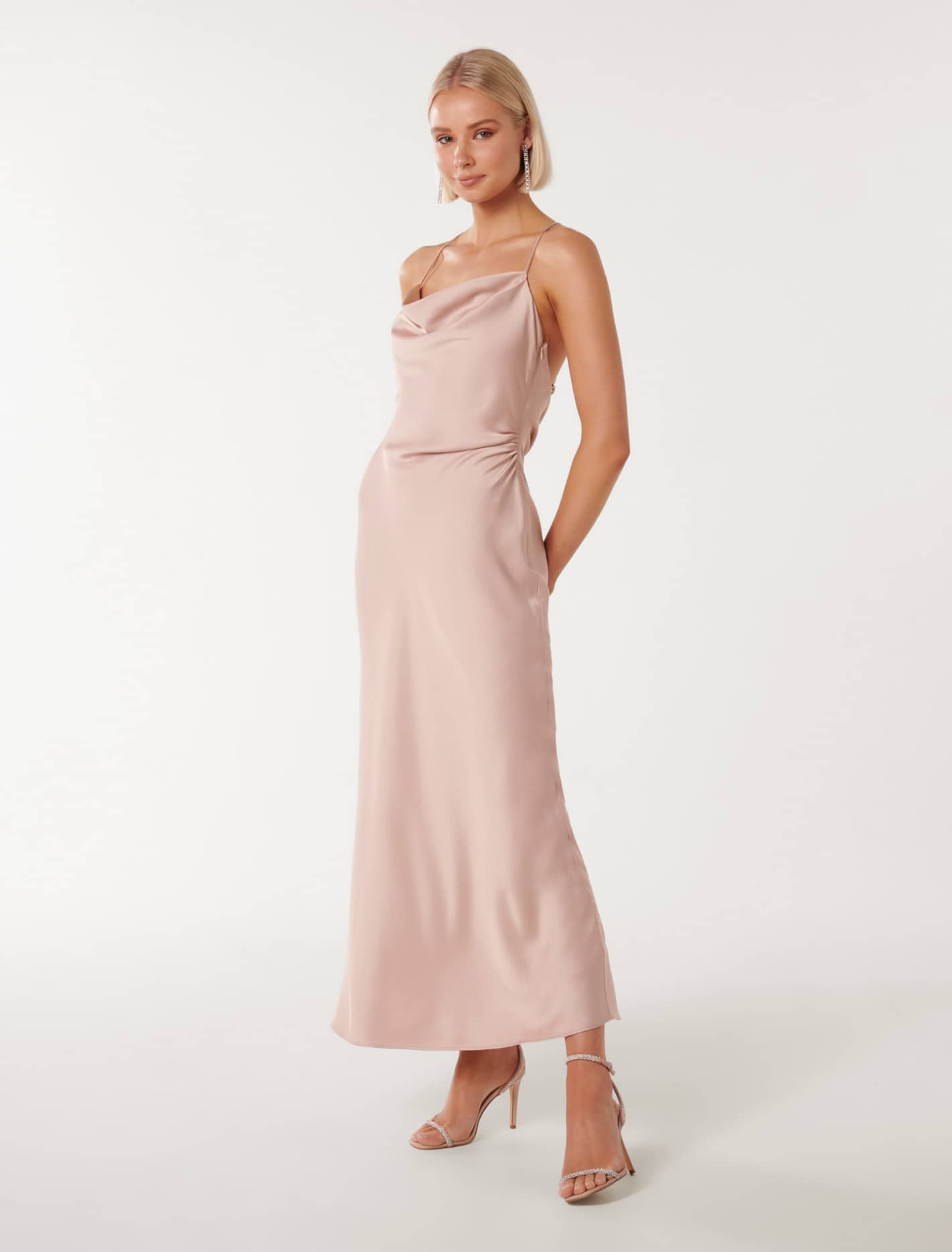 Ruby Tie Back Satin Maxi Dress