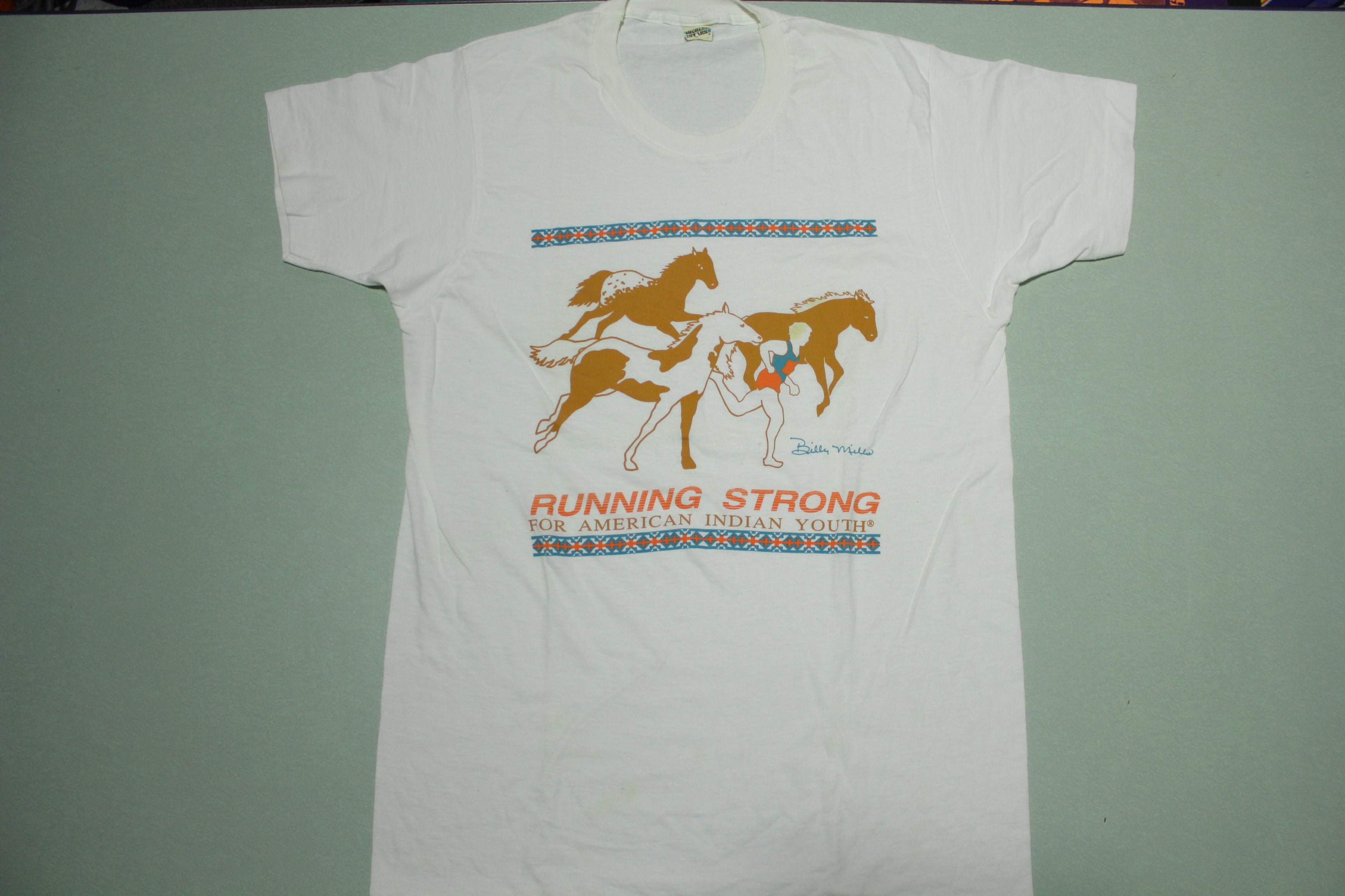 Running Strong Vintage 80's USA Single Stitch T-Shirt - American Indian Youth