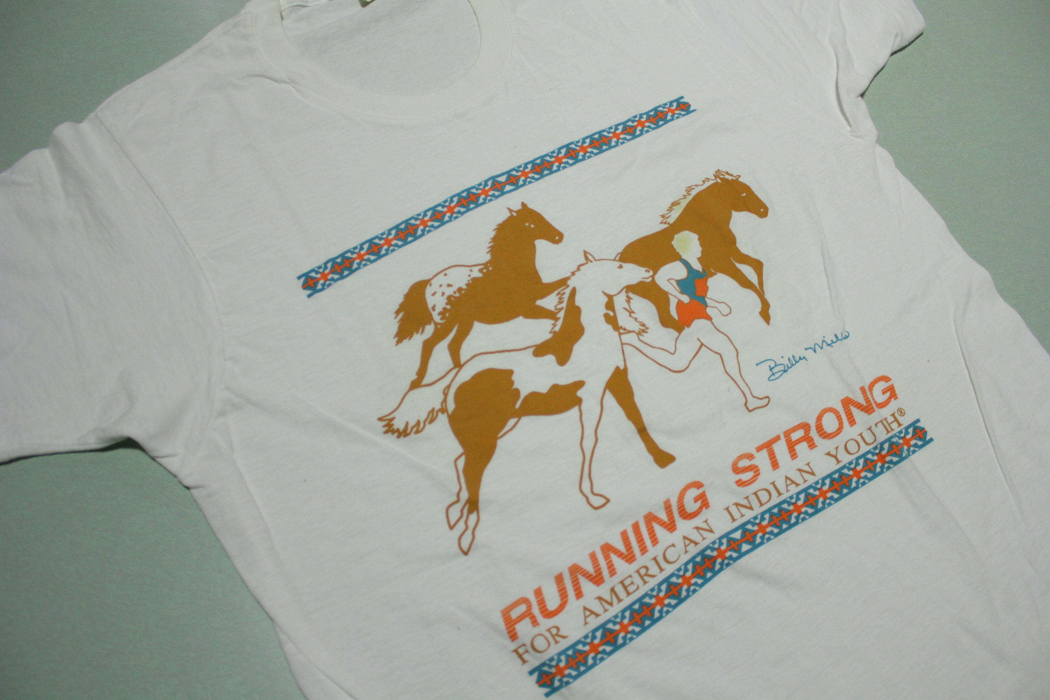 Running Strong Vintage 80's USA Single Stitch T-Shirt - American Indian Youth