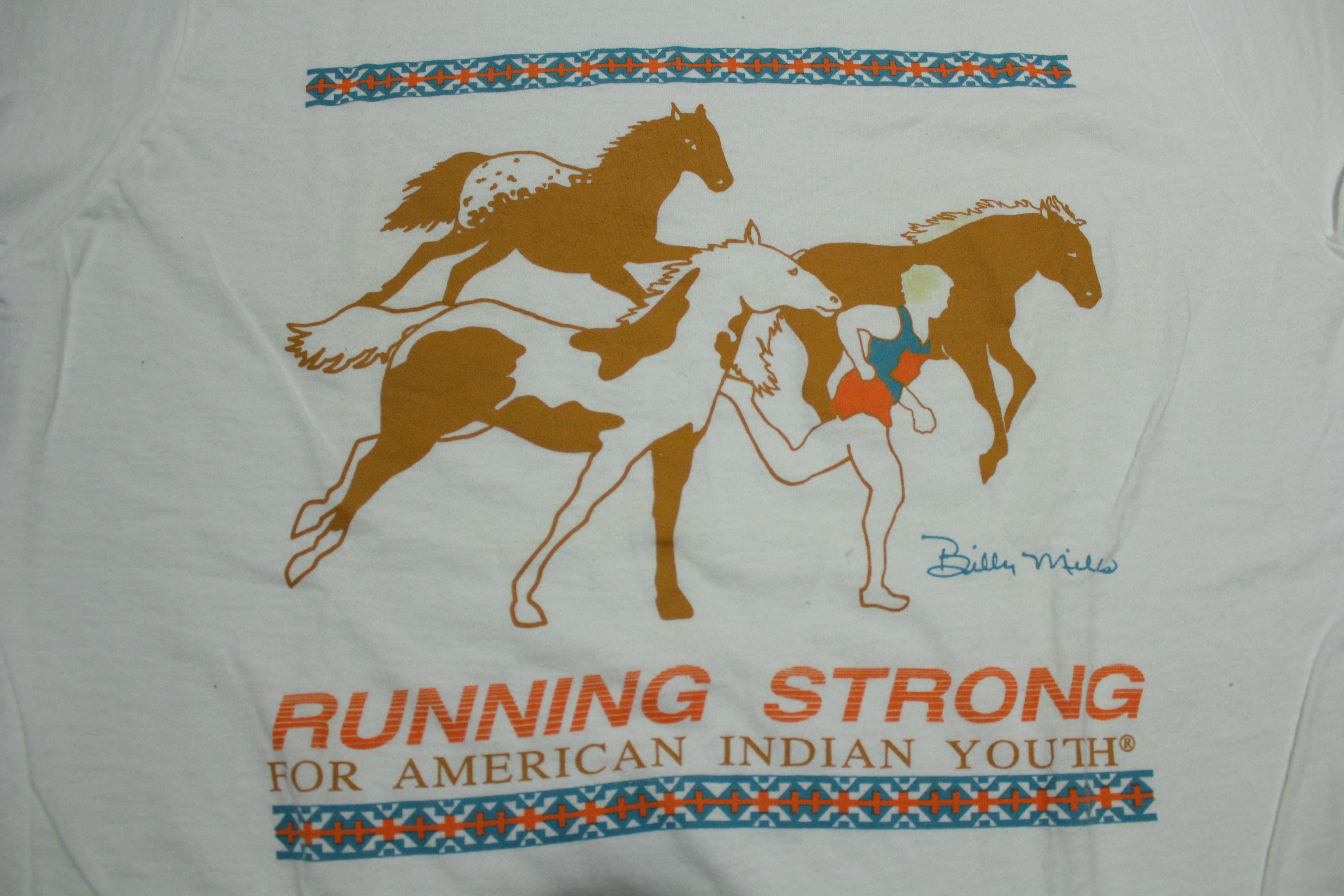 Running Strong Vintage 80's USA Single Stitch T-Shirt - American Indian Youth