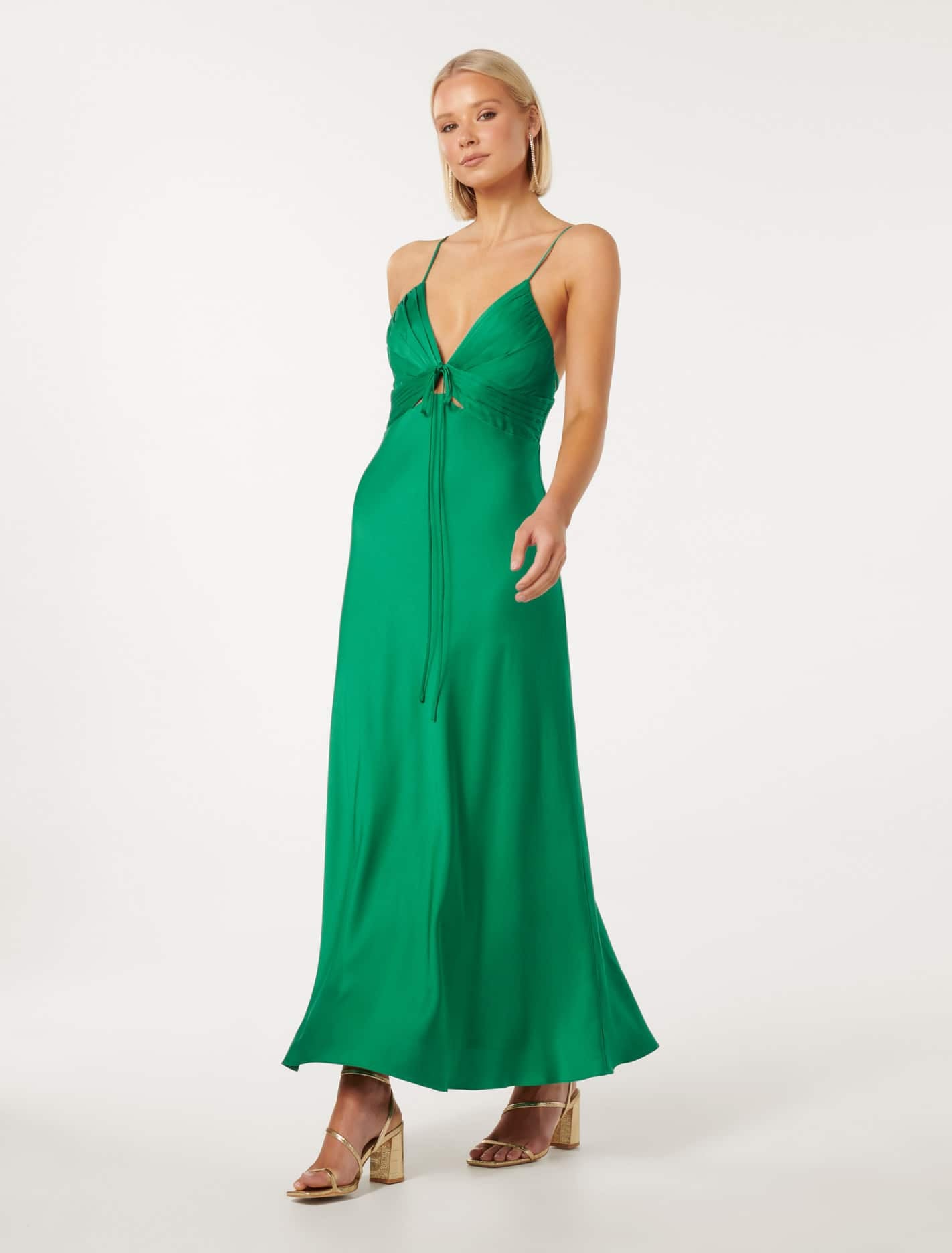 Satin Cutout Midi Dress