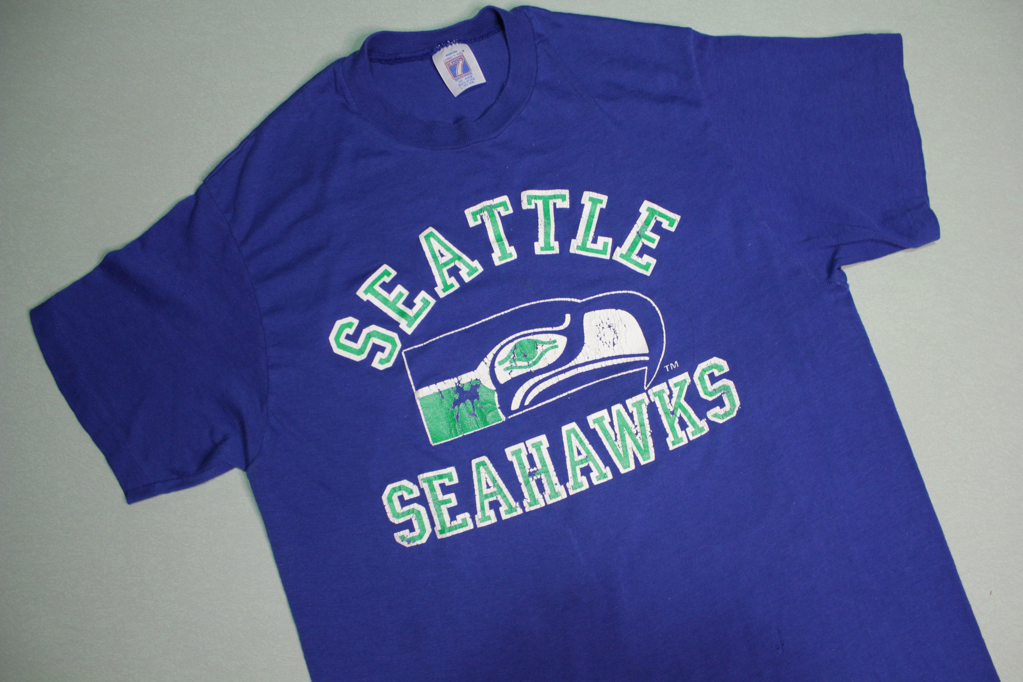 Seahawks 80's Vintage Logo 7 T-Shirt, Made in USA, Single Stitch