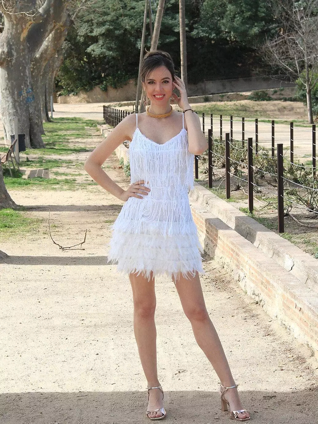 Sequin Fringe Mini Dress Women White Pink Blue Sleeveless Spaghetti Strap