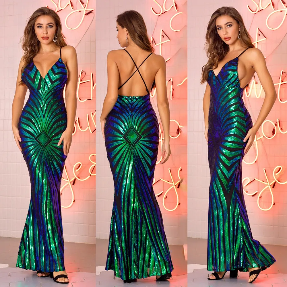 Sexy Sleeveless Cocktail Dress Black Apricot Mermaid Robe De Soriee Spaghetti Strap Sequin Formal Dress Women Party Gown New