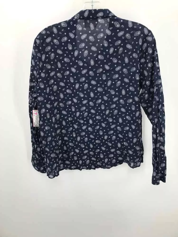 Sezane Navy Printed Button Down - Size 36 - Pre-Owned