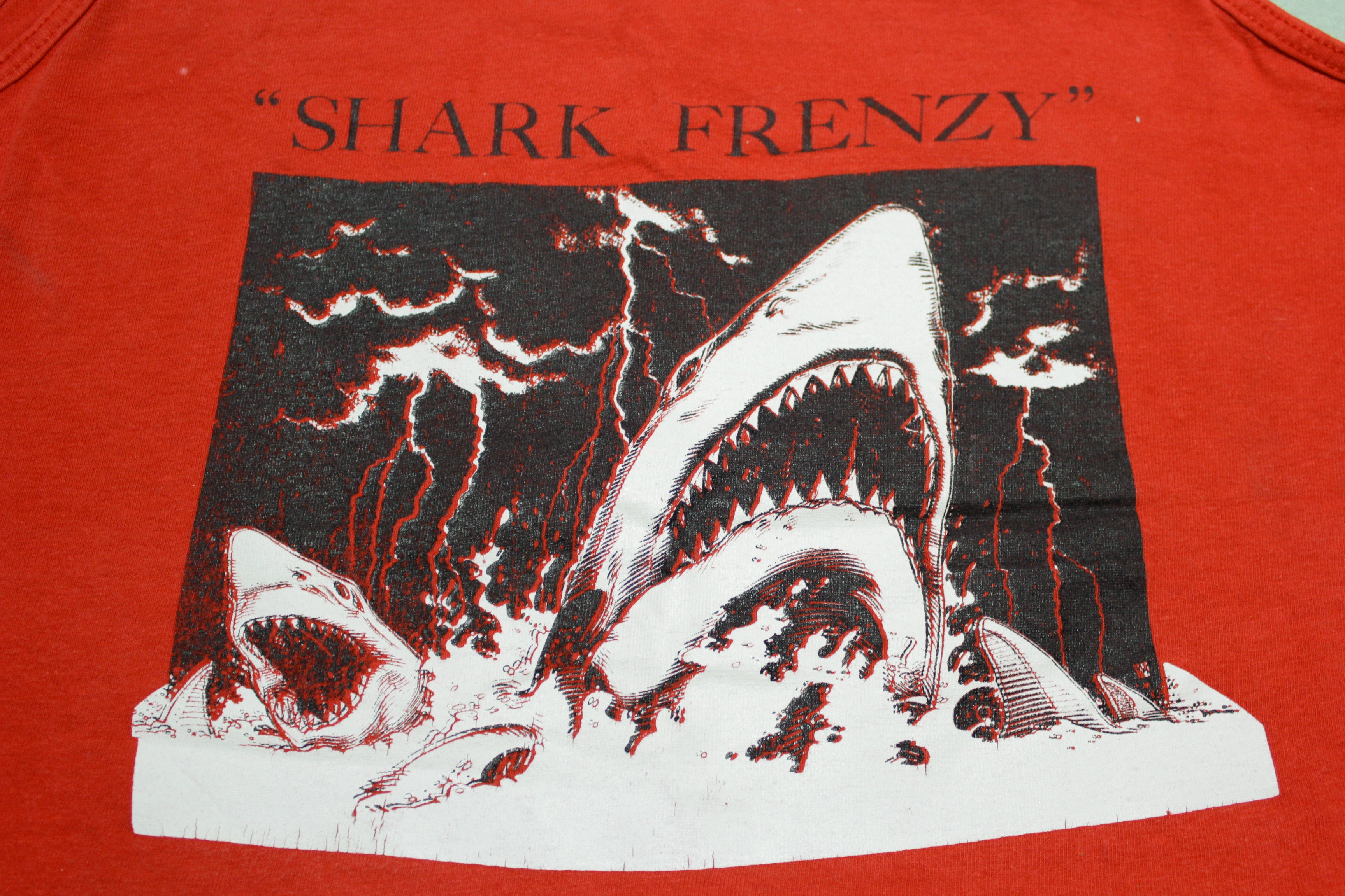 Shark Frenzy Vintage Hanes USA Single Stitch Tank Top 80's T-Shirt Sale