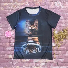 Simple Cat Print Short Sleeve Women's T-Shirt