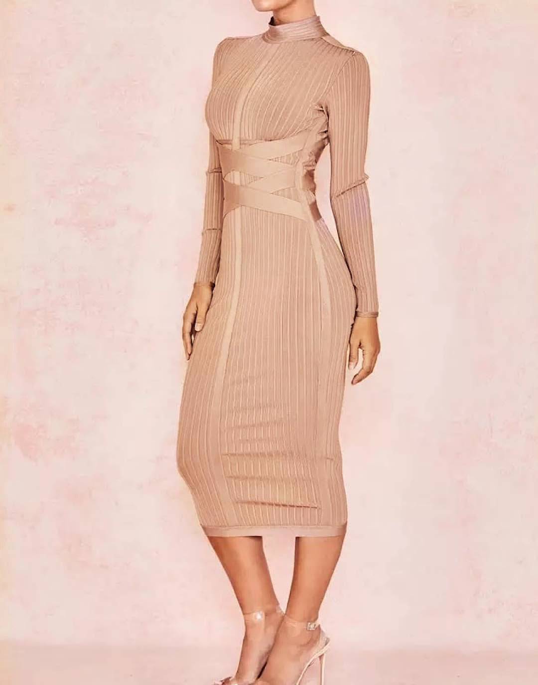 Slim Fit Long Sleeve Bandage Dress