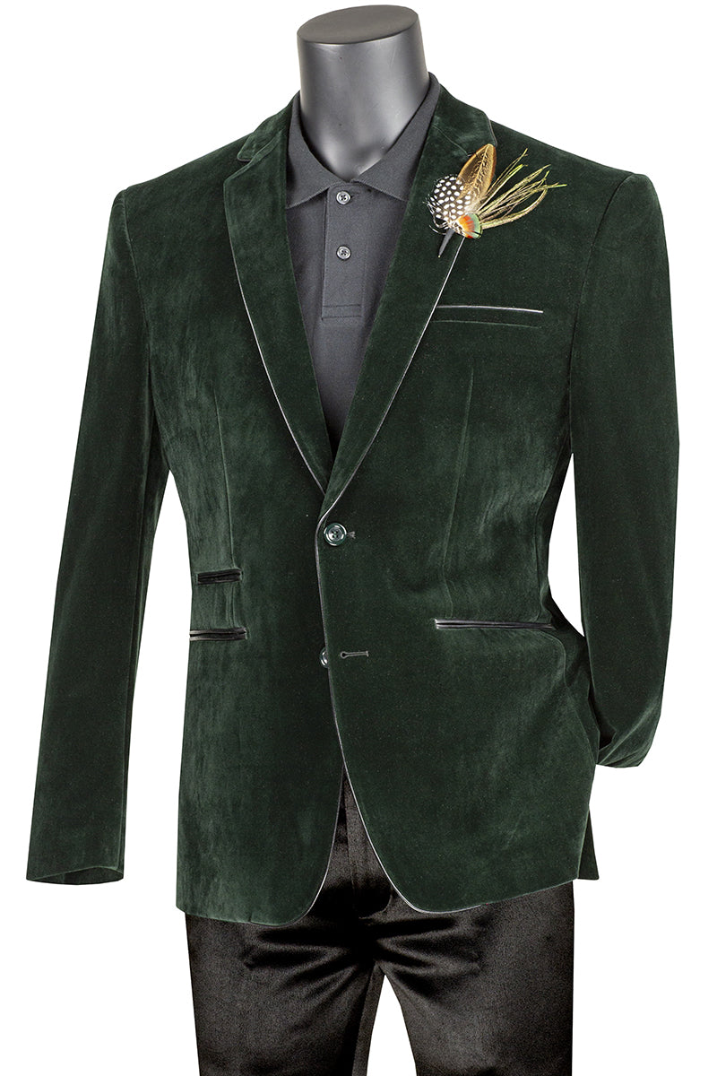 Slim Fit Velvet Sport Coat in Emerald