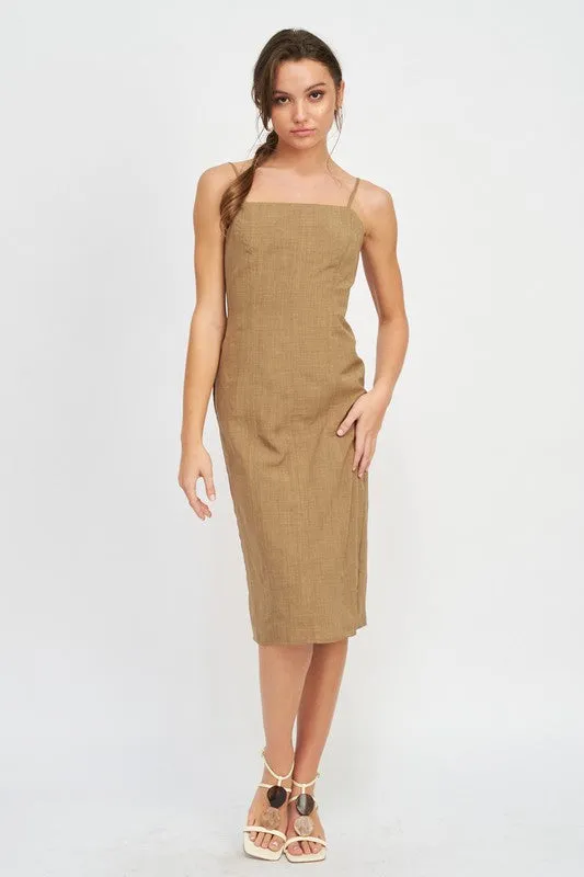 Spaghetti Strap Dress with Side Slit