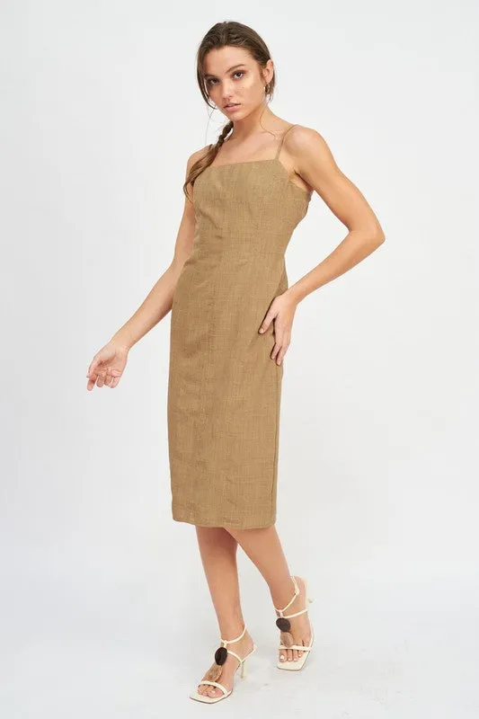 Spaghetti Strap Dress with Side Slit