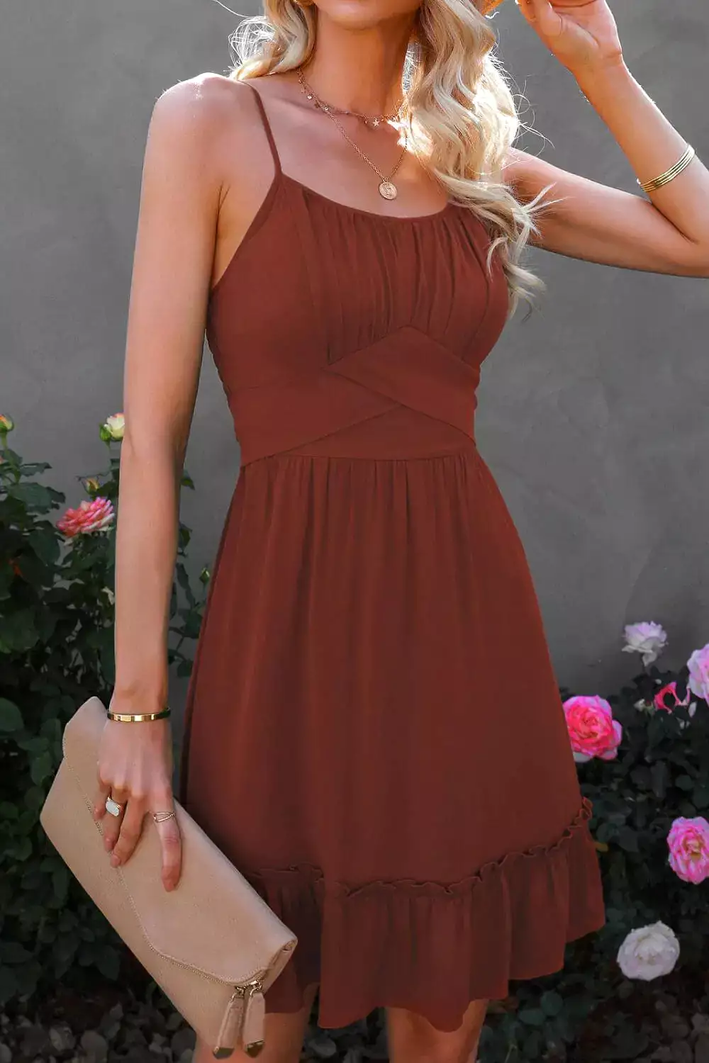 Spaghetti Strap Ruffle Hem Dress