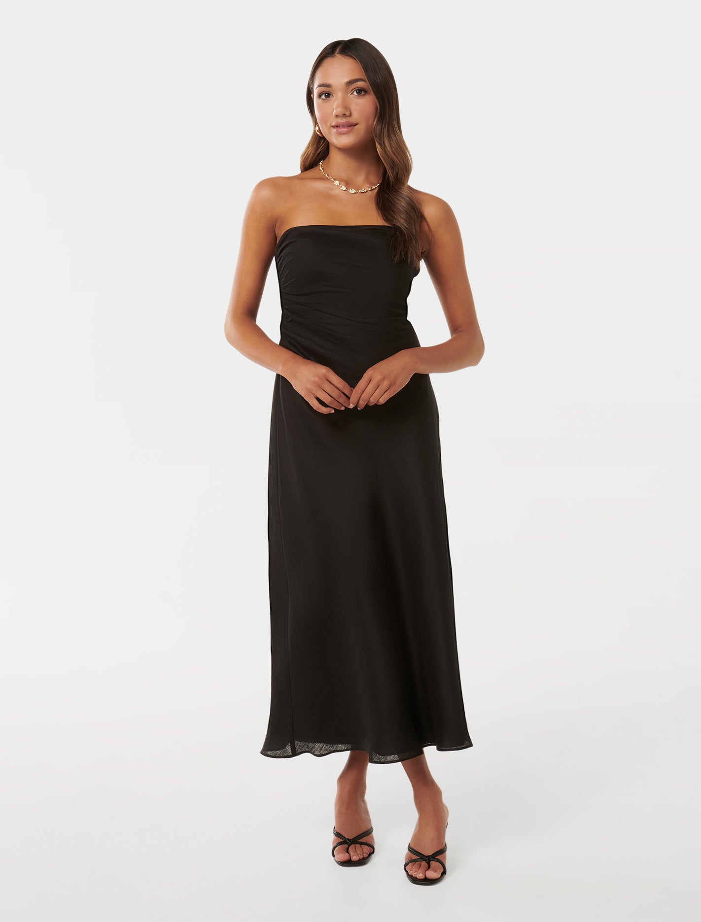 Stephanie Petite Linen Strapless Midi Dress - Best Deals and Affordable Prices! Don't Miss Out - Shop Now!