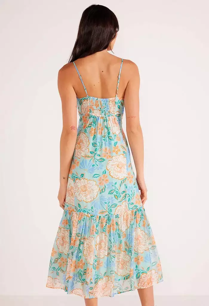 Strappy Midaxi Dress in Mint/Floral - Evelyn