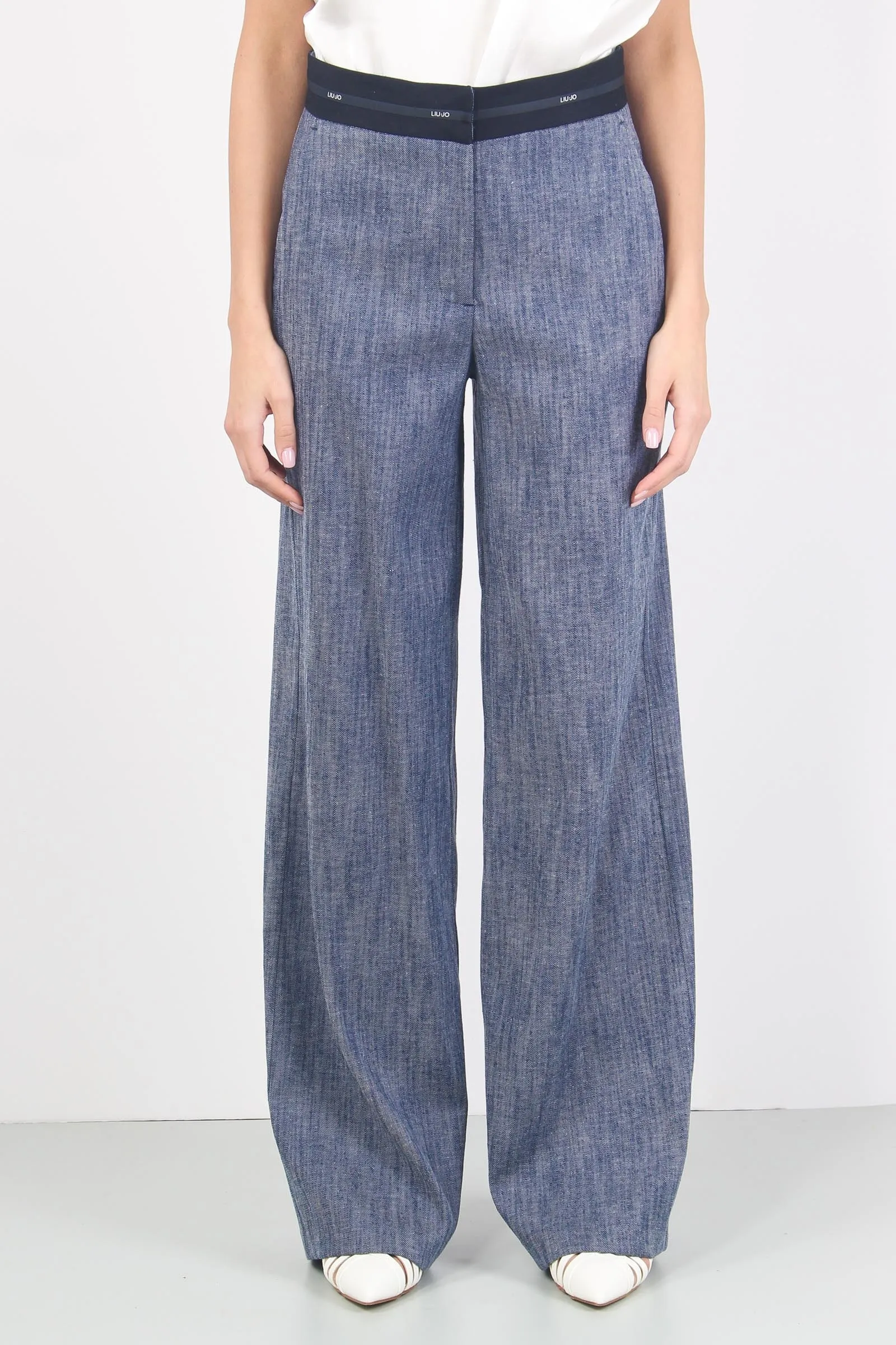 Stretch Denim Palazzo Pants