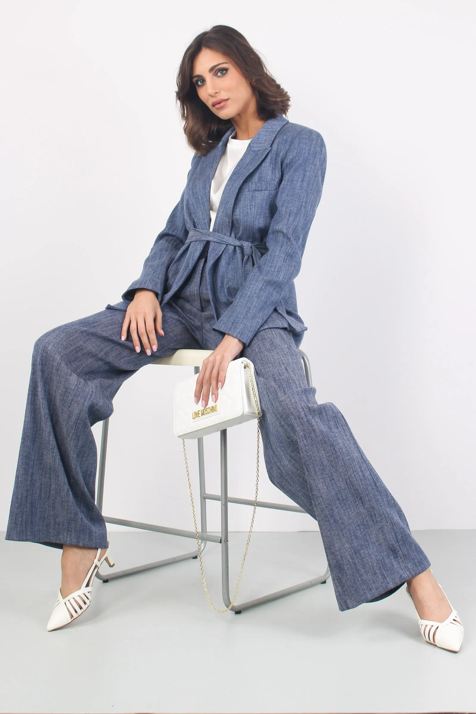 Stretch Denim Palazzo Pants