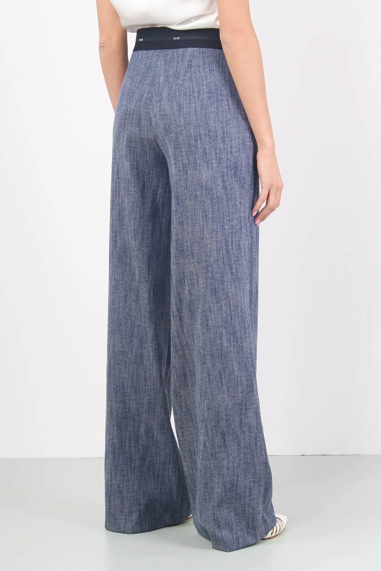 Stretch Denim Palazzo Pants