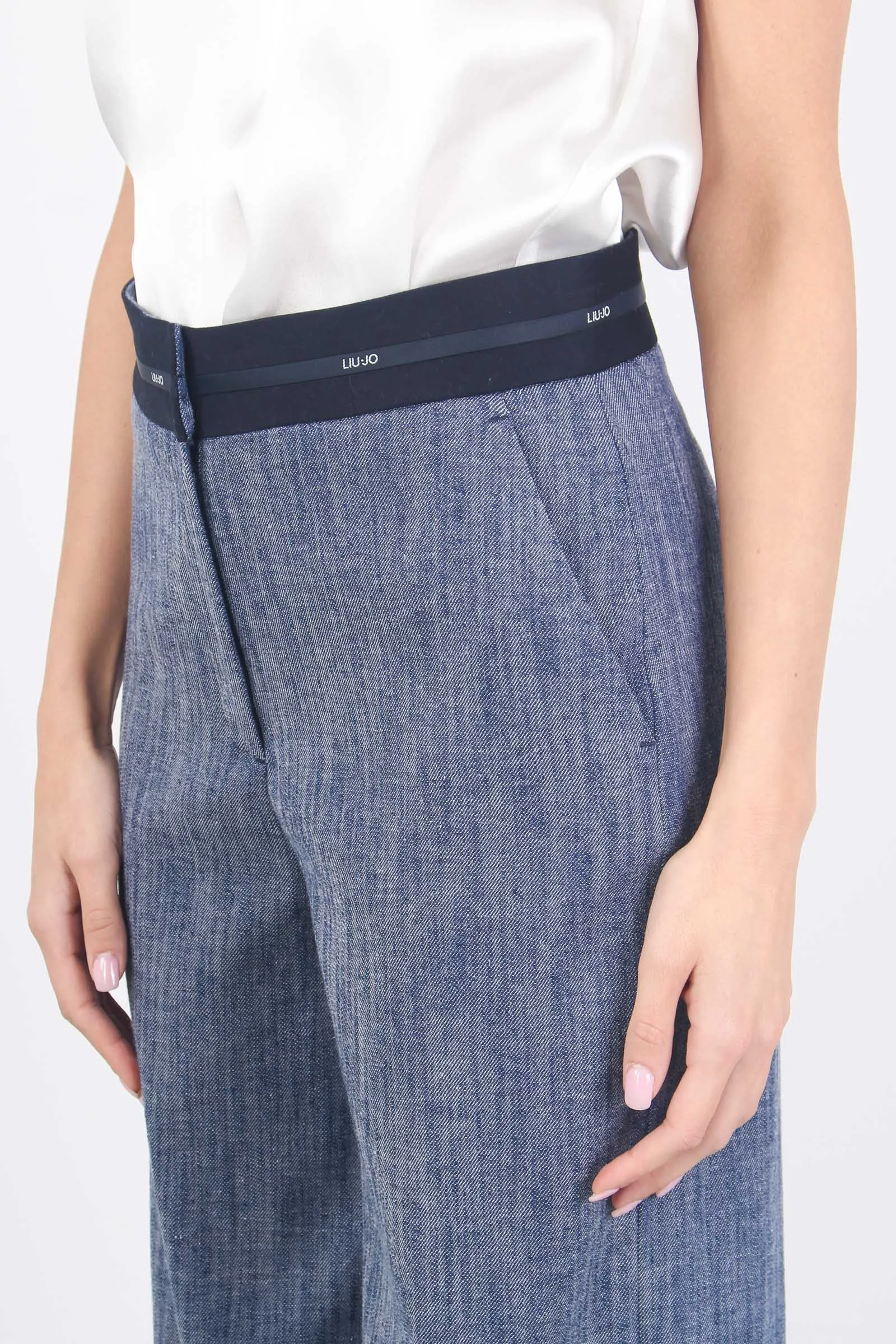 Stretch Denim Palazzo Pants