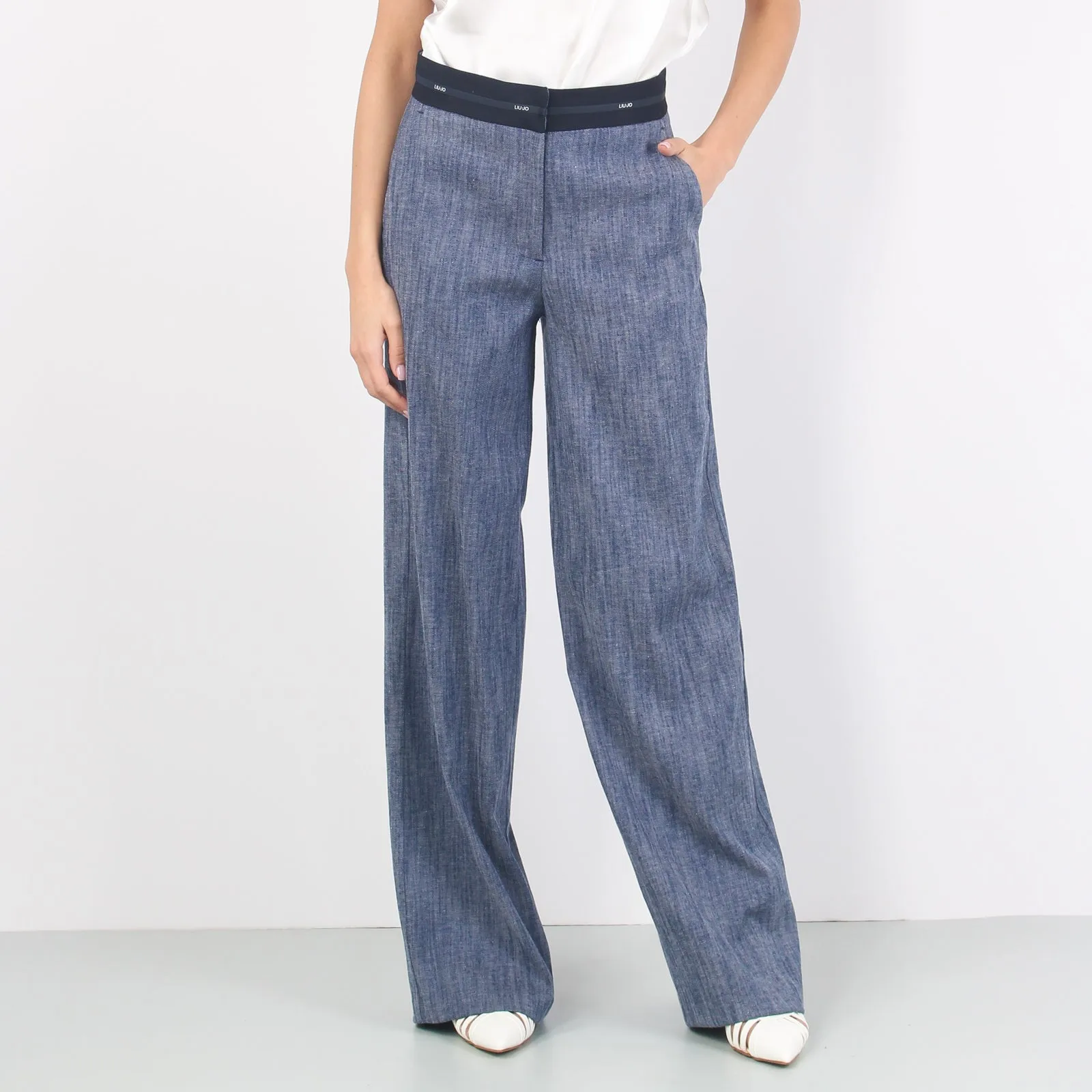 Stretch Denim Palazzo Pants