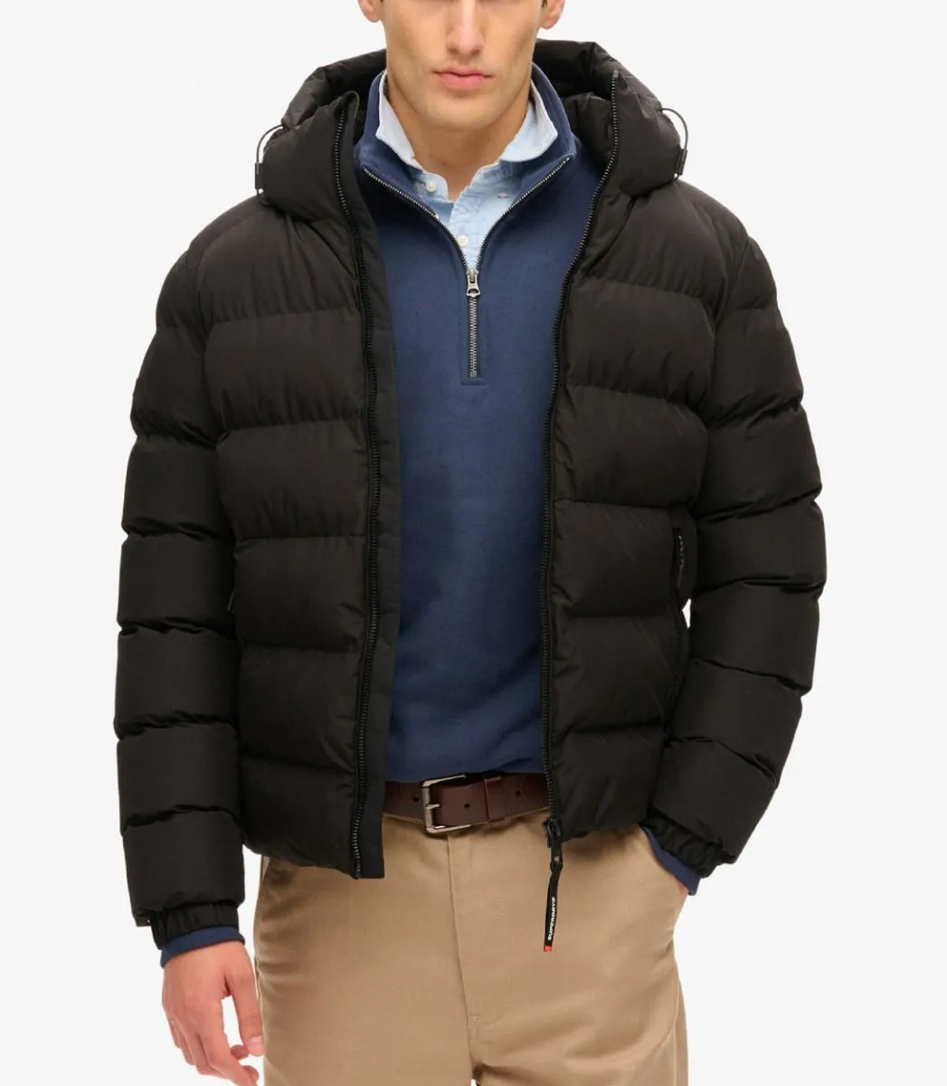 Superdry Black Sport Puffer Hooded Jacket