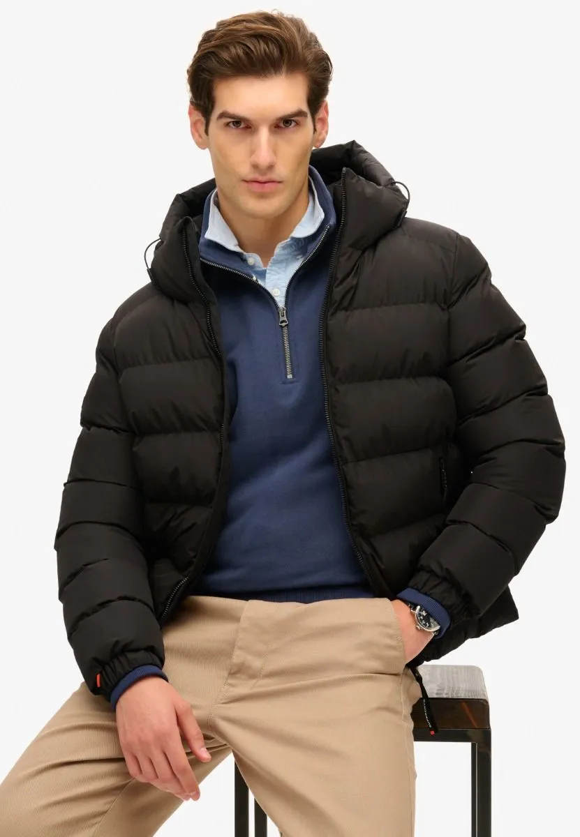 Superdry Black Sport Puffer Hooded Jacket