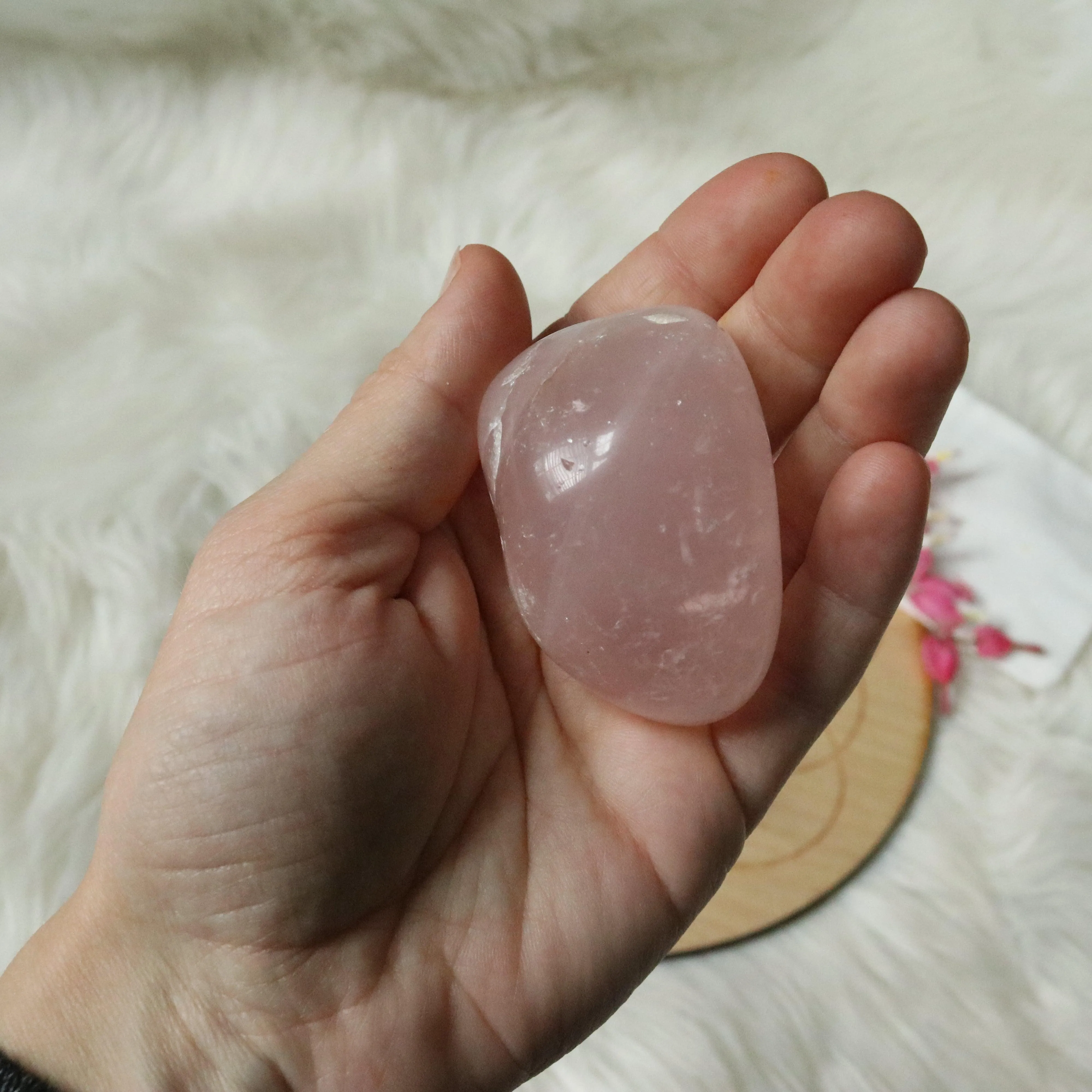 Sweet Pink Rose Quartz Stone, B Grade, Brazil, Medium Size, Hand Held, Palm Stone