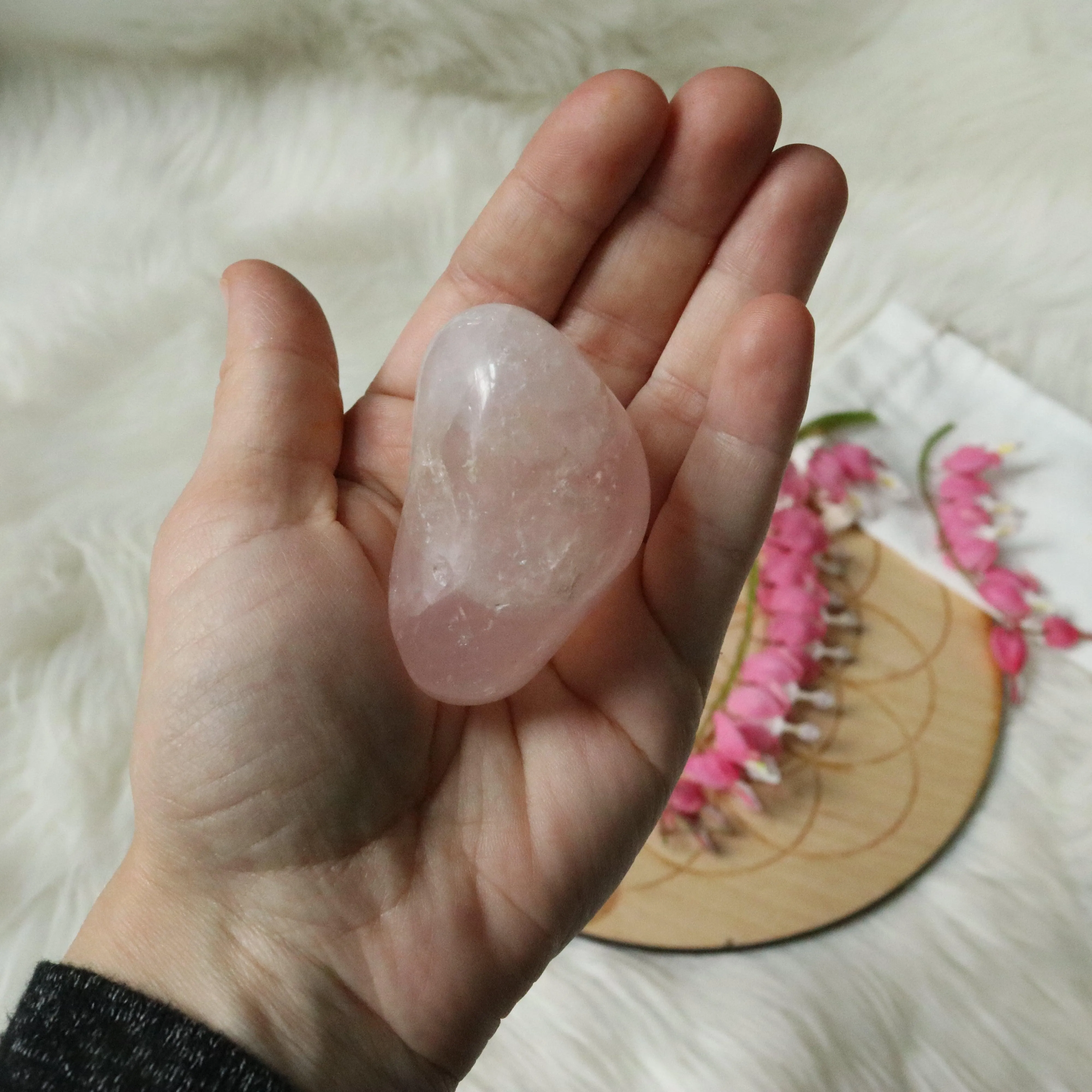 Sweet Pink Rose Quartz Stone, B Grade, Brazil, Medium Size, Hand Held, Palm Stone