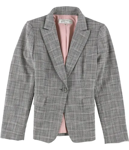 Tahari Womens Pink Accent One Button Blazer Jacket