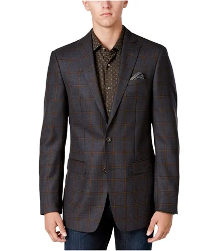 Tallia Mens Windowpane Two Button Blazer Jacket, TW1