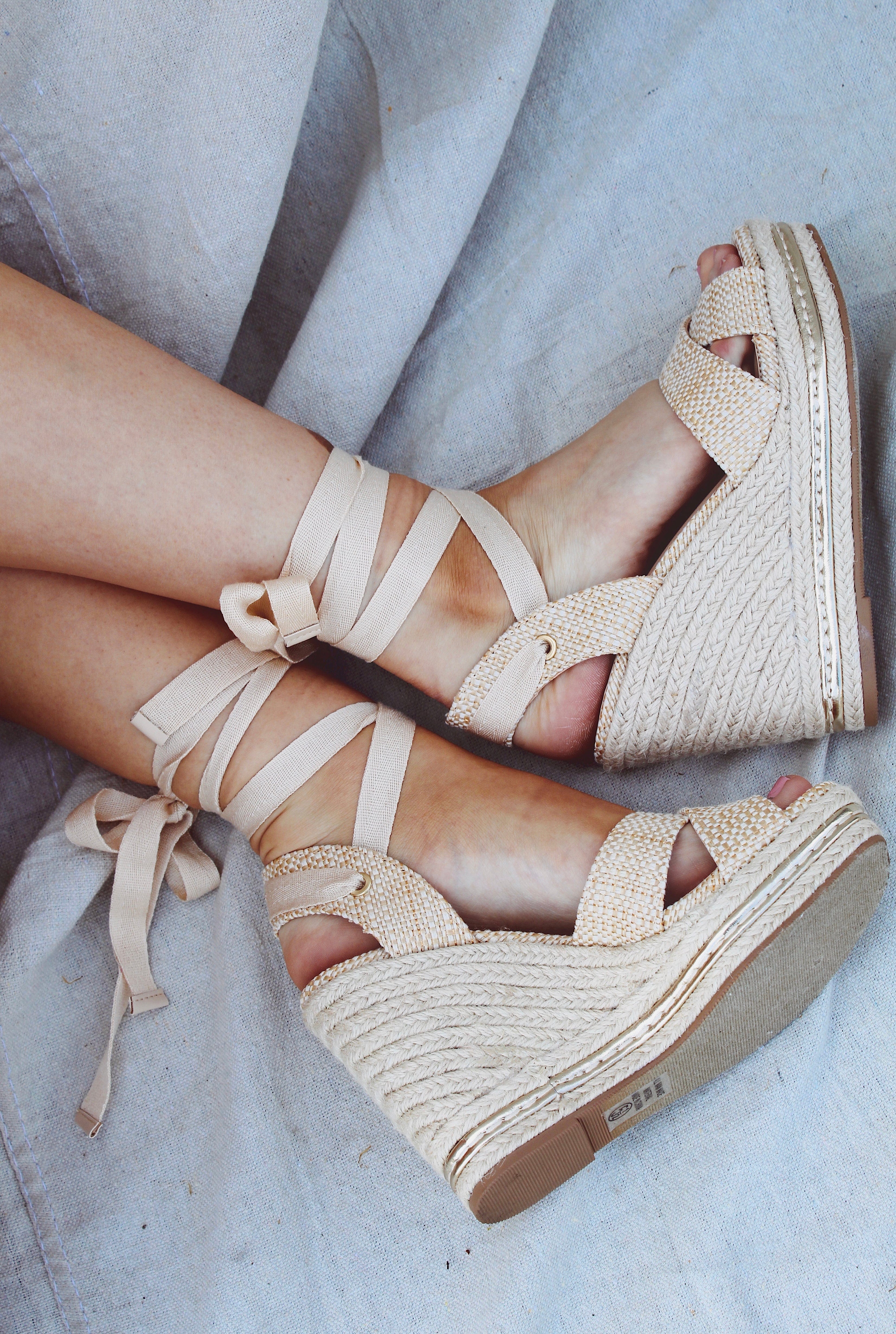 Tan Wedge espadrille sandals