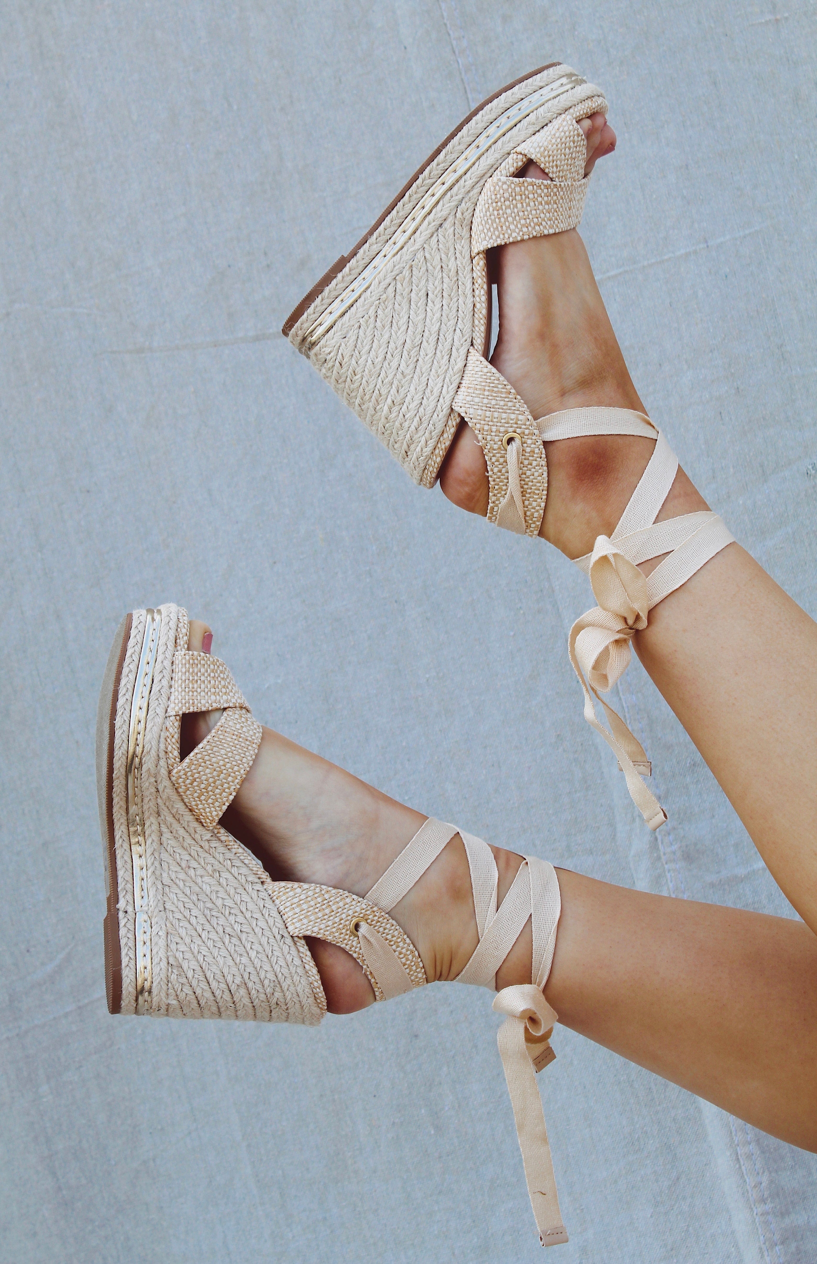 Tan Wedge espadrille sandals