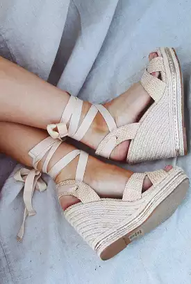 Tan Wedge espadrille sandals