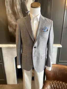 Taupe/Sky Blue Windowpane Sport Coat